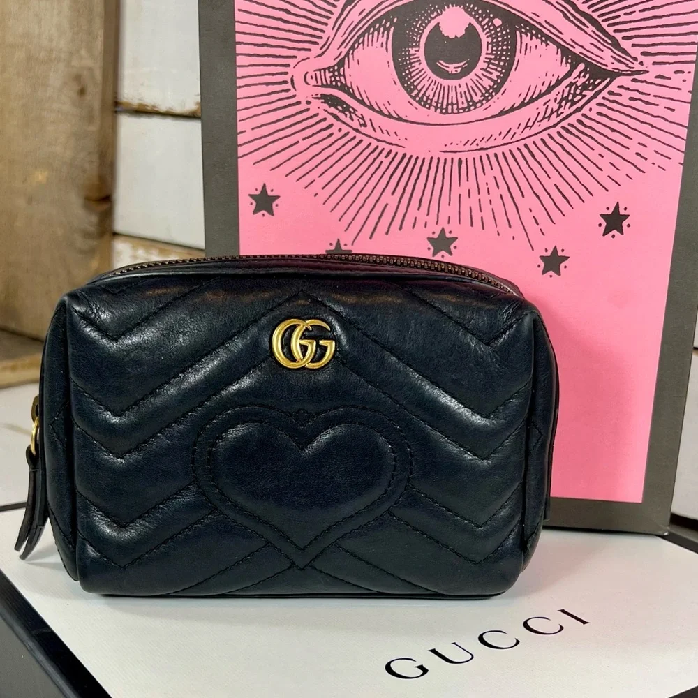Gucci Calfskin Matelasse GG Marmont Cosmetic Case